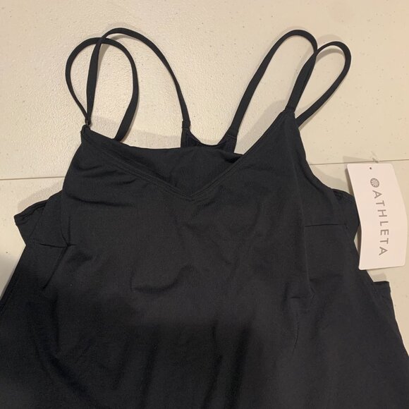 Athleta Seascape Blouson Tankini Top Women's Size 34B 34C NEW Black Underwire - Picture 2 of 6